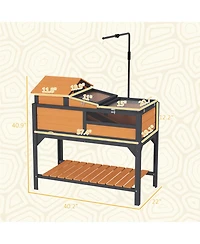 PawHut Tortoise Habitat with Adjustable Lamp Holder, Storage Shelf,