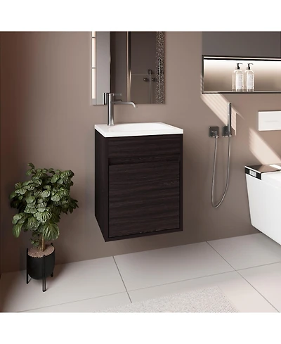 Depot E-Shop Chisana Bathroom Vanity, 1 Door, Black Wengue