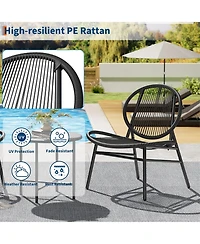 gaomon 3-Piece Outdoor Seating Acapulco Chair All Weather Small Patio Bistro Set of 2 Chairs and Side Table Modern Outdoor Furniture