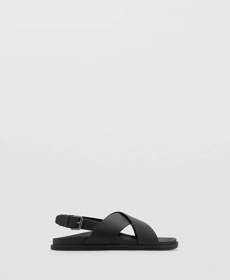 Mango Men's Leather Crossed Strap Sandals