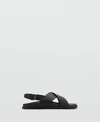 Mango Men's Leather Crossed Strap Sandals