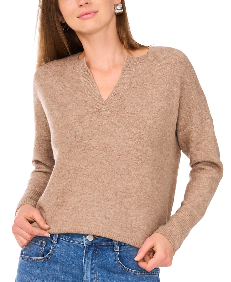 Vince Camuto Women's Cozy V-Neck Dropped-Shoulder Sweater