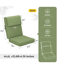 Aoodor Patio High Back Chair Cushion Olefin Fabric Slipcover Sponge Foam 46 x 21 x 4 Inch, Set of 4 (Only Cushions)