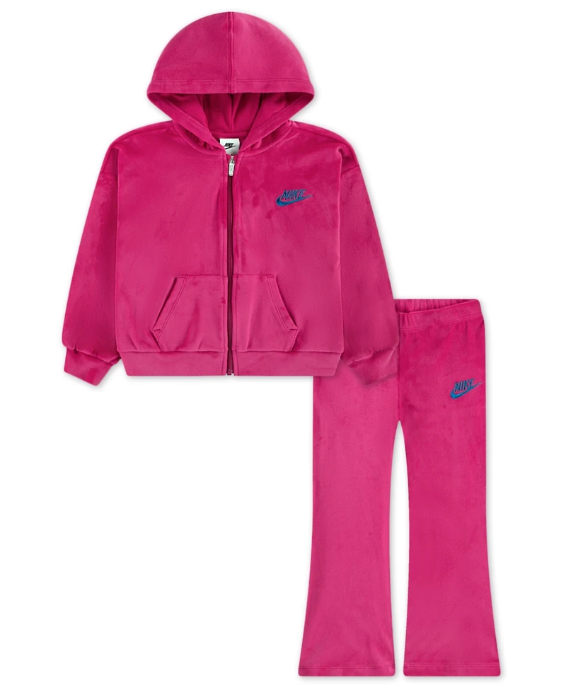 Nike Toddlers & Little Girls 4T-6T 2-Piece Hoodie and Velour Flared Leggings Set