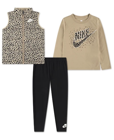 Nike Toddler & Girls 4T-6X 3-Piece Wild Warmth T-Shirt, Vest and Pants Set