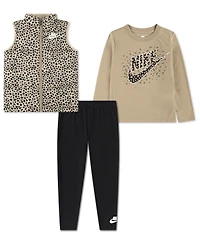 Nike Toddler & Girls 4T-6X 3-Piece Wild Warmth T-Shirt, Vest and Pants Set