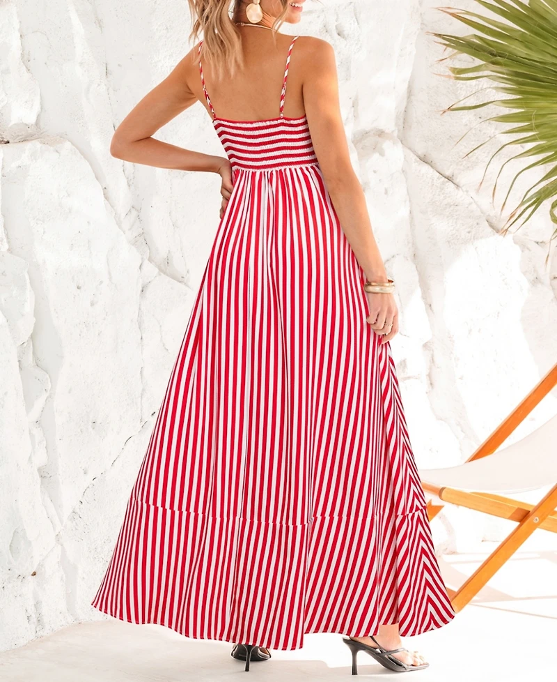 Cupshe Women's Subtle Lines Striped Maxi Beach Dress