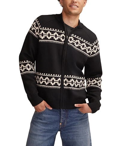 Lucky Brand Men's Bull Zip Long Sleeves Cardigan Sweater