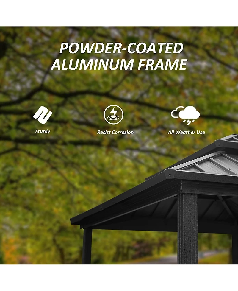 Clihome 8.1-ft x 5.97-ft Grill Gazebo Gray with Hardtop Roof