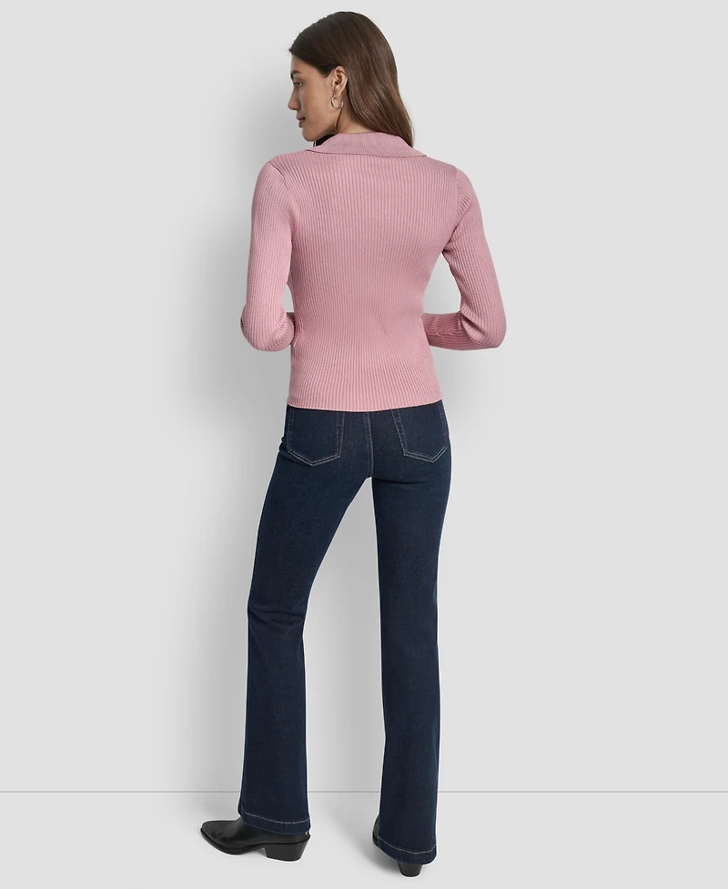Dkny Jeans Petite Ribbed Johnny-Collar Sweater