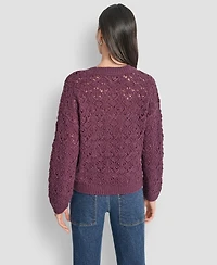 Dkny Jeans Petite Pointelle Crewneck Sweater