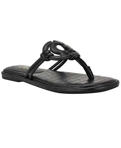 Guess Women's Saime Embellished G Cutout Flat Thong Sandals