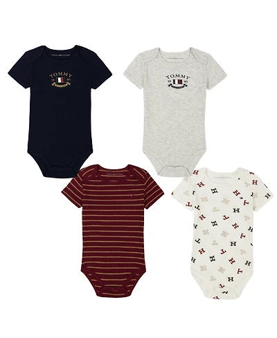 Tommy Hilfiger Baby Boys 4-Piece Short Sleeve Bodysuit Set