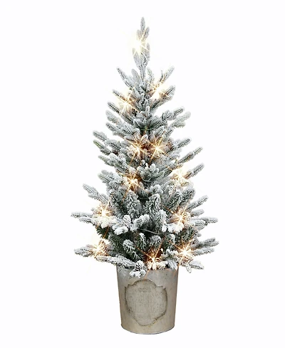 Puleo 3' B/O Potted Flocked Tree with 50 Warm White Led Light, 458 Tips