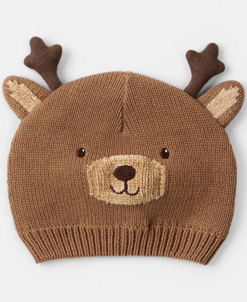Carter's Baby Boys or Girls Christmas Reindeer Crochet Hat