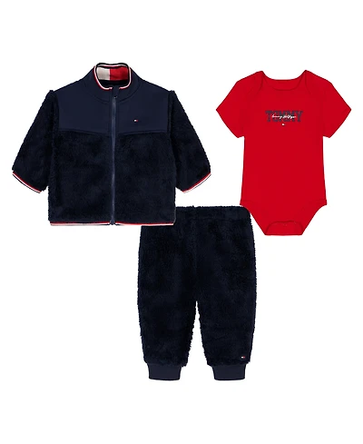 Tommy Hilfiger Baby Boys 3-Piece Bodysuit, Jacket, and Pants Set