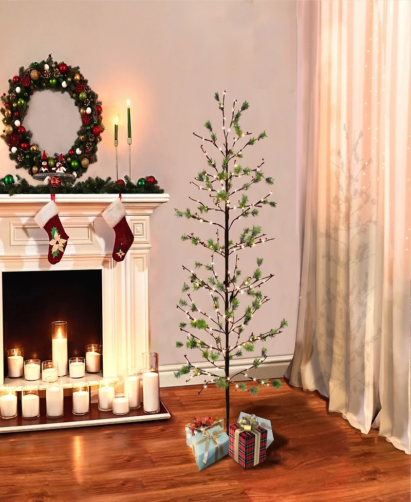 Puleo 6FT Red Berry Led Artificial Tree