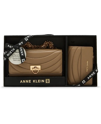 Anne Klein 2 Piece Flap Crossbody bag and Bifold Wallet Gift Set