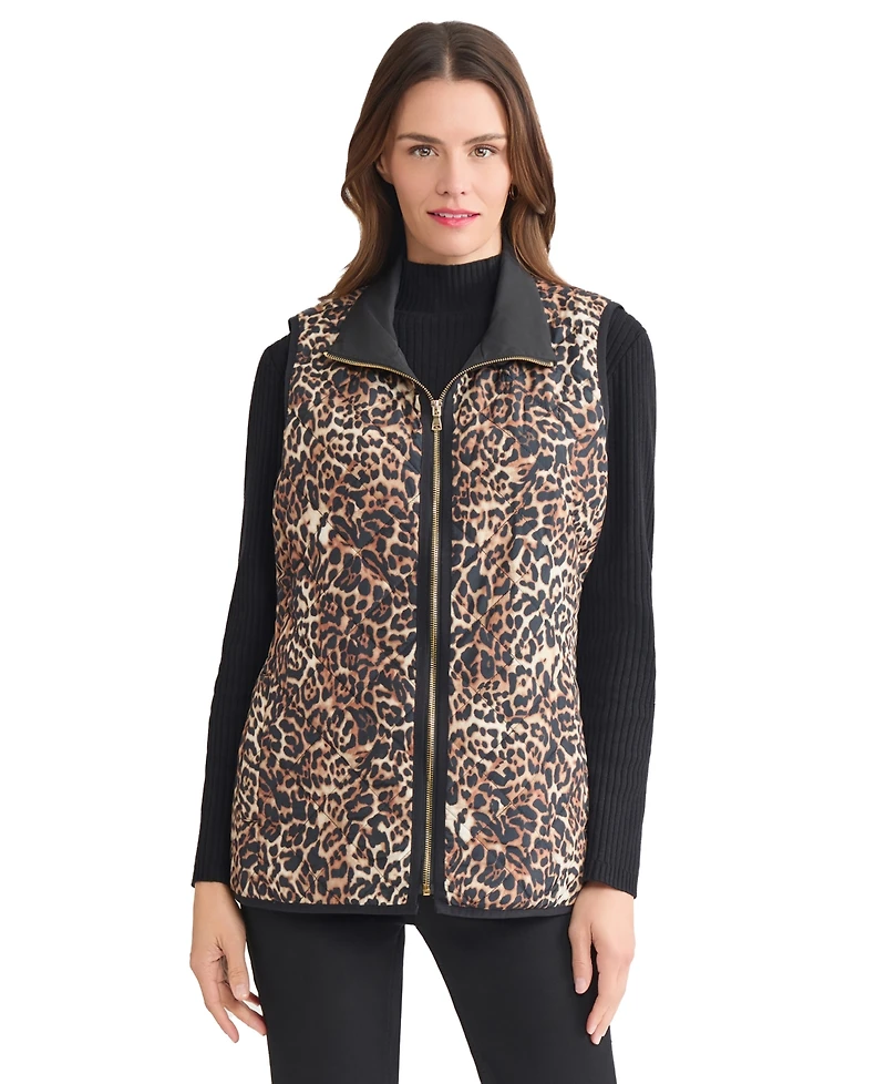 Jones New York Women's Zip-Front Quilted Vest Jacket