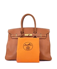 Pre-Owned Hermes Birkin 35 Handbag Brown Clemence with Gold Hardware