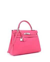 Pre-Owned Hermes Kelly 32 Handbag Pink Epsom with Palladium Hardware