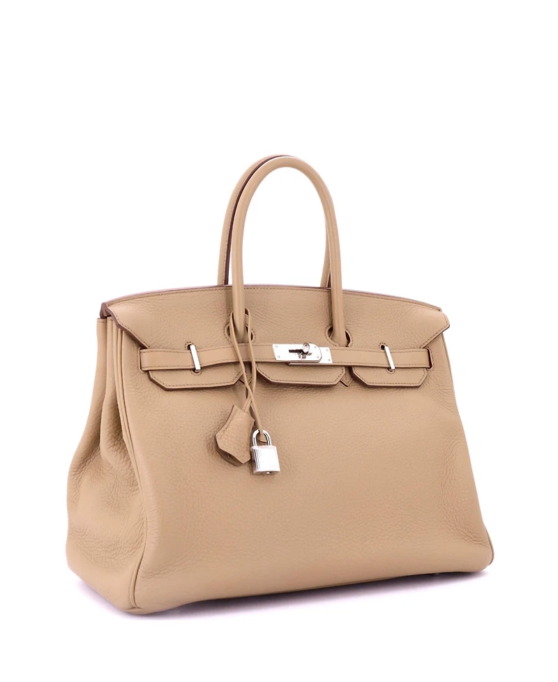 Pre-Owned Hermes Birkin Handbag Light Togo with Palladium Hardware