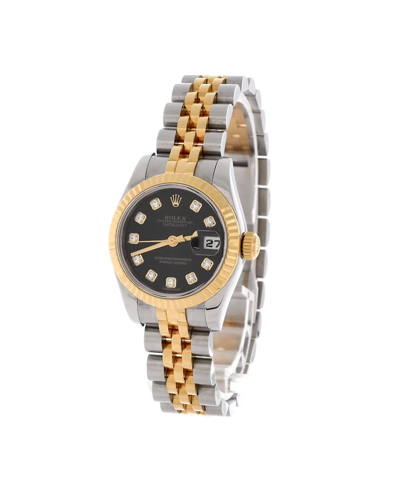 Pre-Owned Rolex Oyster Perpetual Datejust Automatic Watch in Stainless Steel and Gold with Diamond Markers 26mm