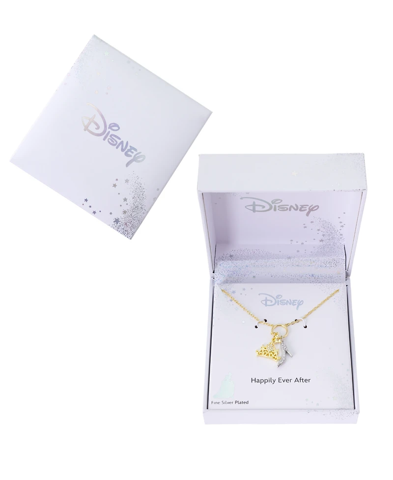 Disney Cubic Zirconia Princess Charm Cluster Pendant Necklace