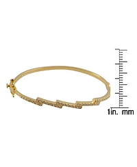 Genevive Cubic Zirconia Sterling Silver 14K Gold Plated Zig Zag Bangle