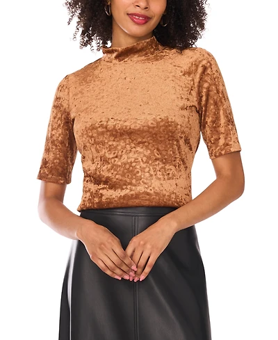 Vince Camuto Women's Short Sleeve Mock Neck Top
