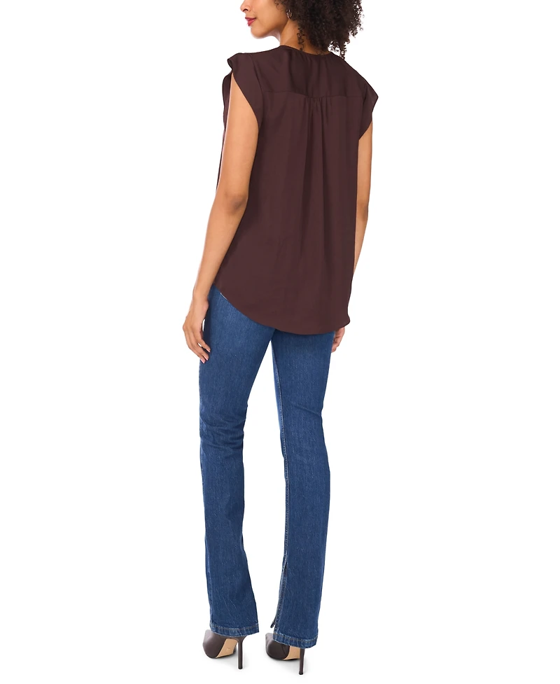 Vince Camuto Women's V-Neck Short-Ruffle-Sleeve Top