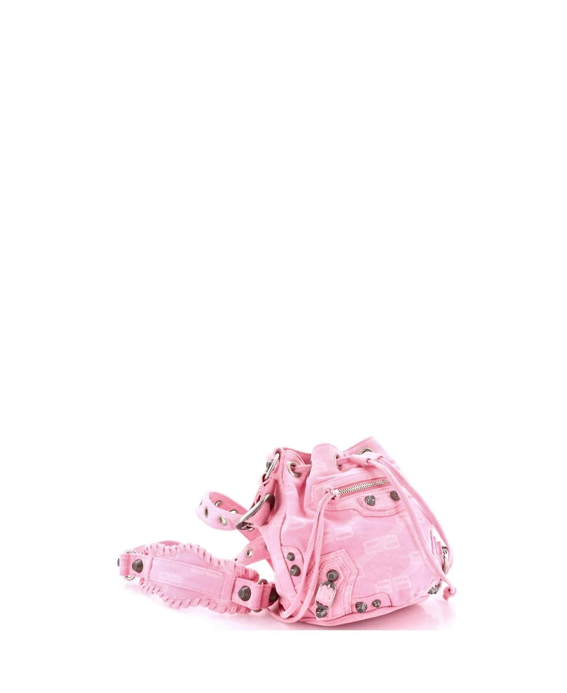 Pre-Owned Balenciaga Xs Le Cagole Giant Studs Bucket Bag Bb Denim