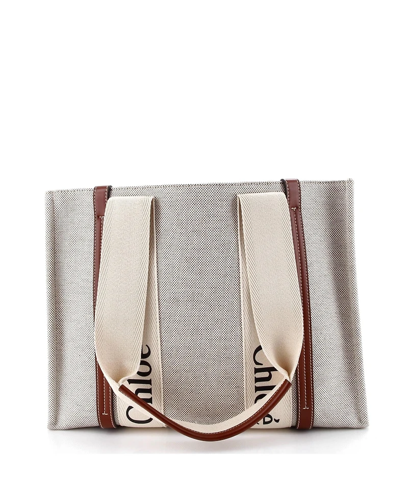 Pre-Owned Chloe Medium Woody Tote Canvas with Leather