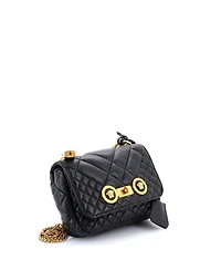 Pre-Owned Versace Small Medusa Padlock Icon Flap Bag Quilted Leather