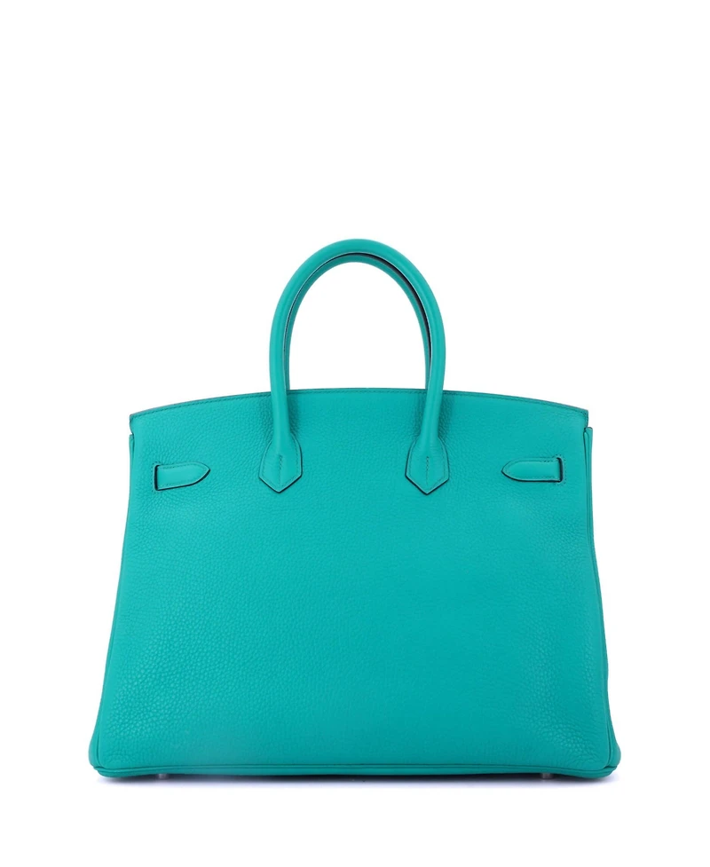 Pre-Owned Hermes Birkin 35 Handbag Blue Togo with Palladium Hardware