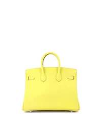 Pre-Owned Hermes Birkin 25 Handbag Yellow Swift with Palladium Hardware