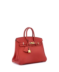 Pre-Owned Hermes Birkin 25 Handbag Red Togo with Gold Hardware