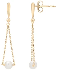 Macy's Cultured Freshwater Pearl Dangling Earrings (5mm) in 14k Yellow Gold Over Sterling Silver