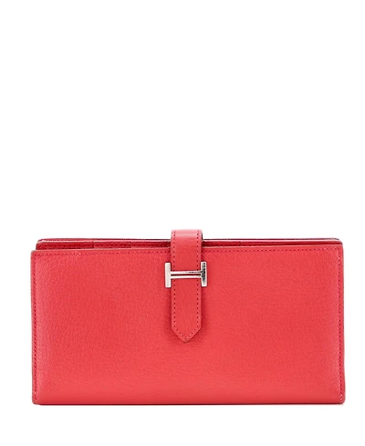 Pre-Owned Hermes Long Bearn Wallet Chevre Mysore