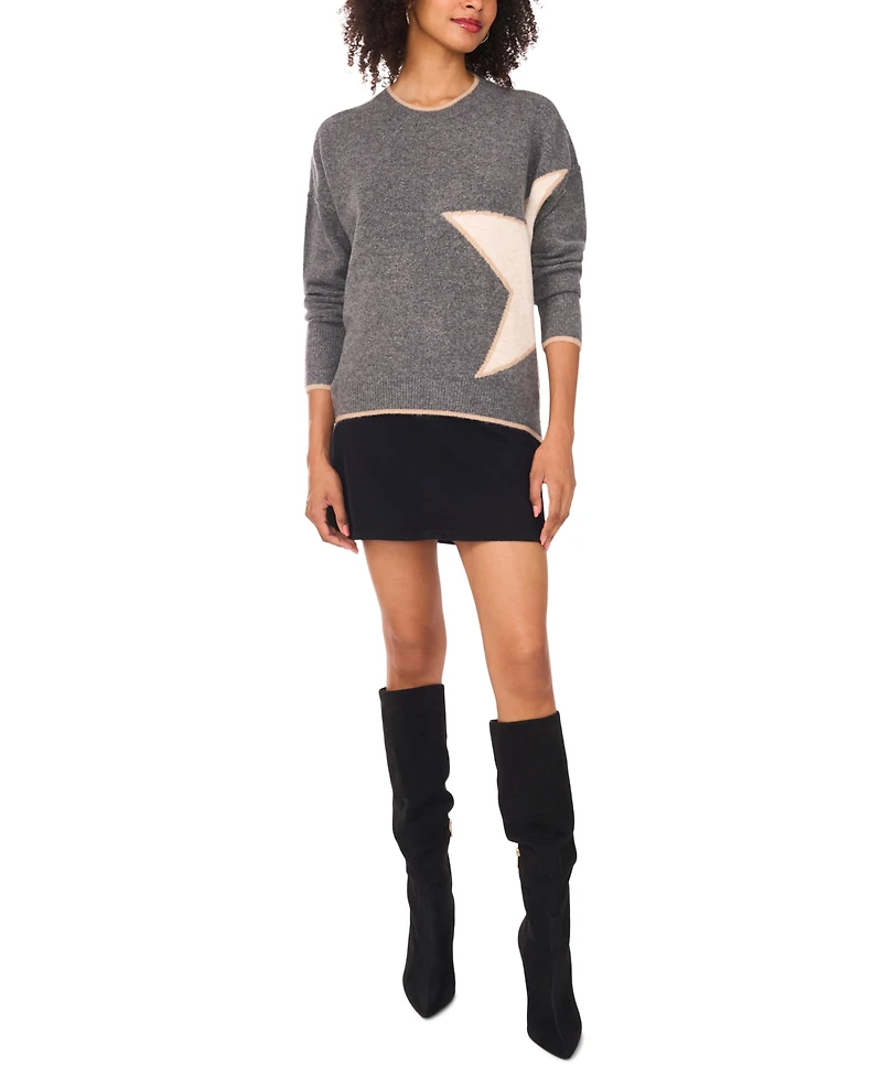 Vince Camuto Women's Star Print Crewneck Sweater