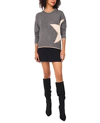 Vince Camuto Women's Star Print Crewneck Sweater