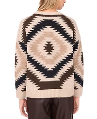 Vince Camuto Women's Aztec Pattern Crewneck Sweater