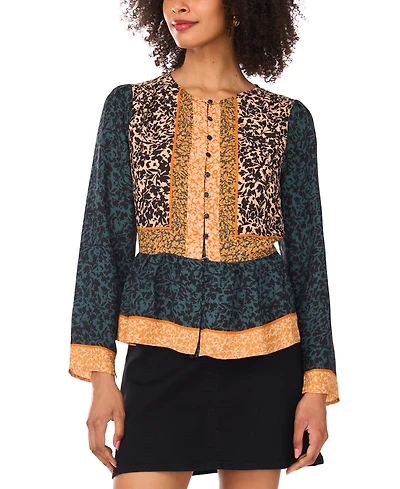 Vince Camuto Women's Crewneck Button-Down Top