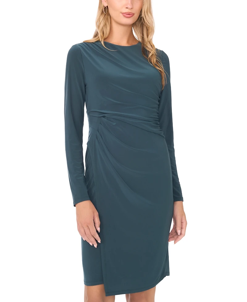 Vince Camuto Women's Ruched Asymmetric Long Sleeve Dress