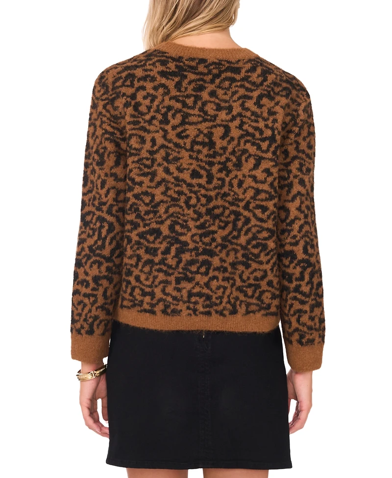 Vince Camuto Women's Leopard Print Long Sleeve Sweater