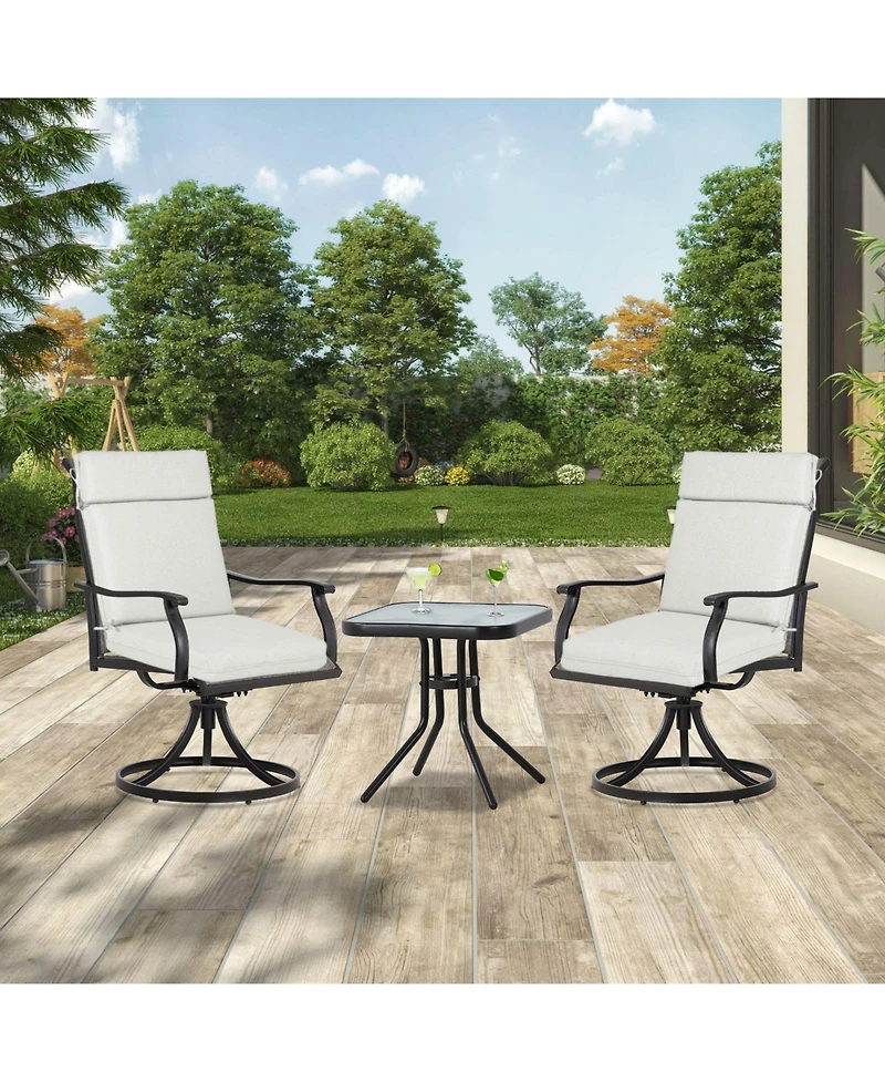 Aoodor Outdoor High Back Dining Chair Cushion with Ties and Zipper, 44"x21"x3.2