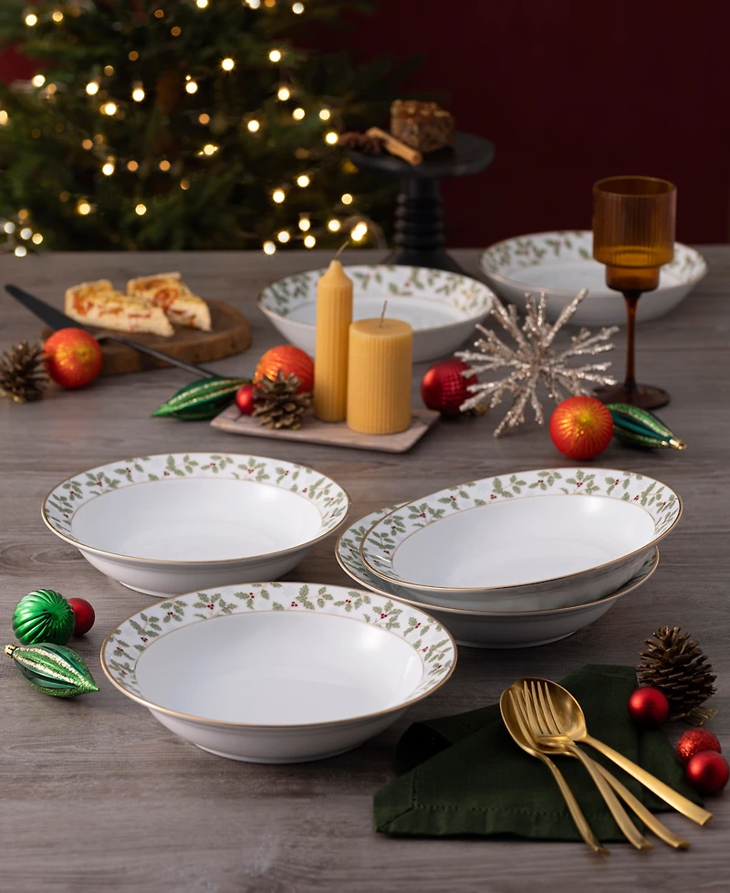 Noritake Holly & Berry 4-Pc. Dinner Bowl Set, Service for 4
