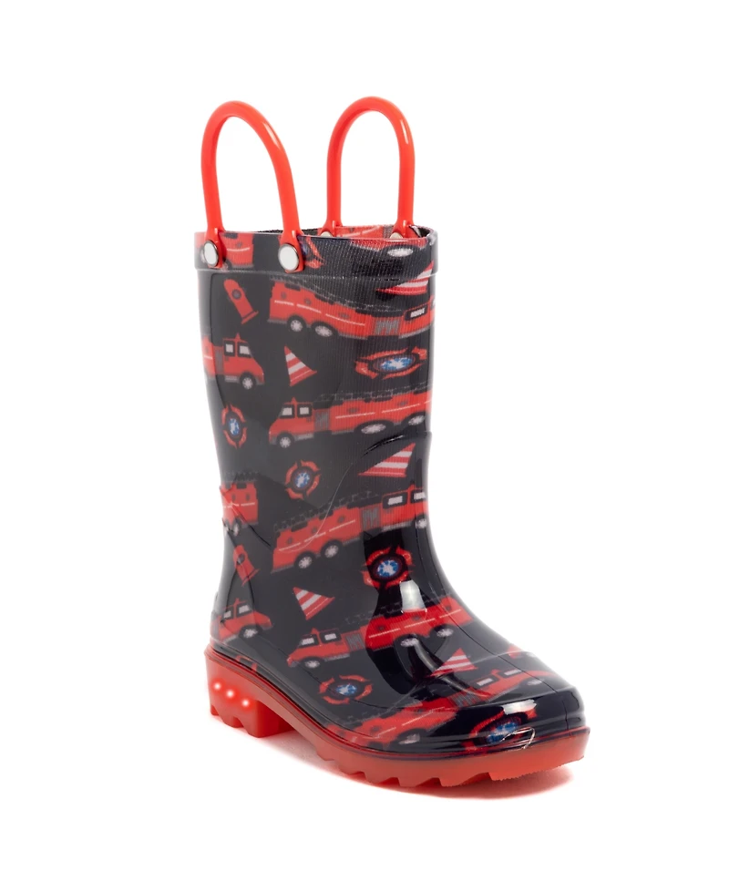 London Fog Toddler Boys 5T-10T Sven Printed Light-Up Rain Boots