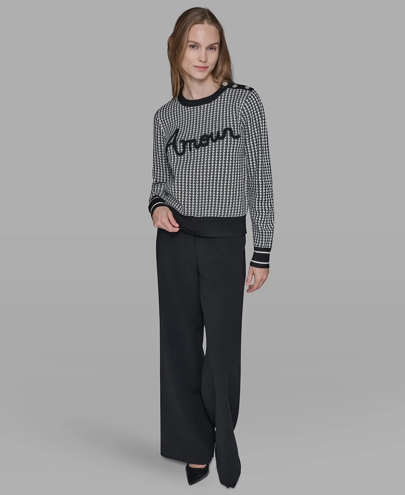 Karl Lagerfeld Paris Women's Amour Script Crewneck Sweater