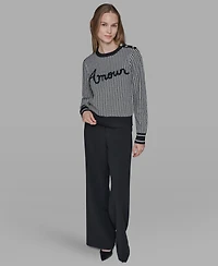 Karl Lagerfeld Paris Women's Amour Script Crewneck Sweater